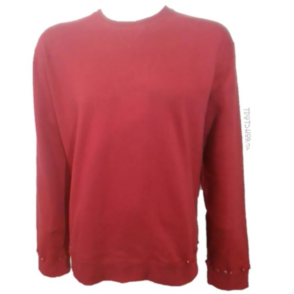 Valentino Rockstud Embellished Red Sweatshirt - Picture 2 of 9